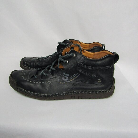 Mens Vintage Casual Handmade Leather Non-Slip Walking Shoes Size 11 - Picture 2 of 5